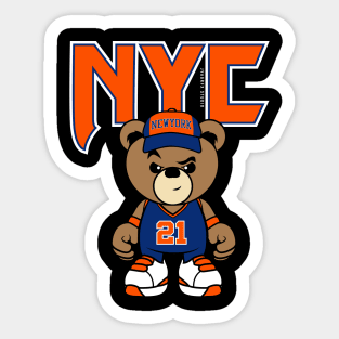 NewYork Teddybear basketball tee Sticker